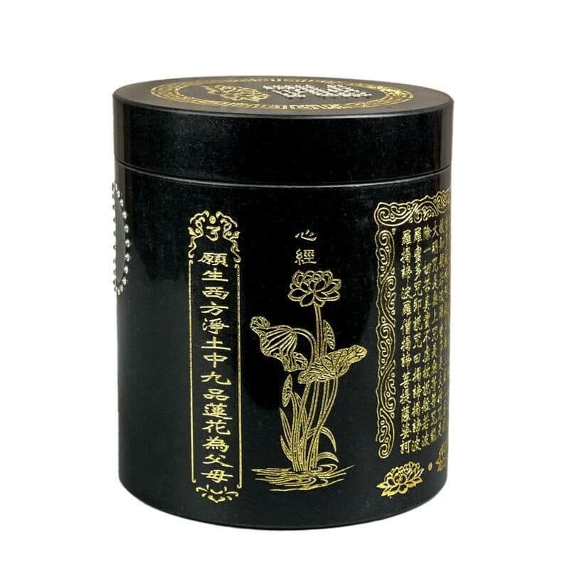 Bình tro đá đen khắc kinh (mẫu thử)