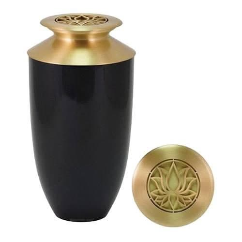 Bình tro đen nắp sen vàng (mẫu thử)